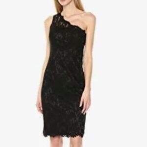 Eliza J Black Lace One Shoulder Whimsigoth Romantic Fairy Sheath Dress Size 10